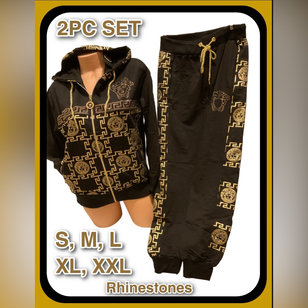 NEW VERSACE 2PC SET. FULL ZIP HOODIE JACKET AND PANTS (JOGGERS)